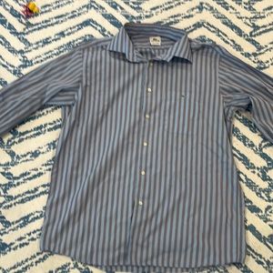 Lacoste blue button-down with orange stripes. Size 44